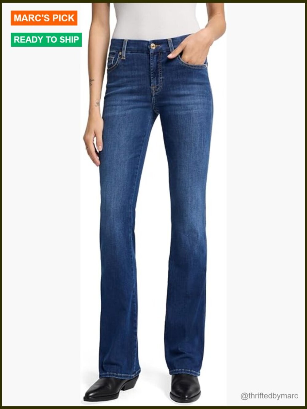 Mid Rise Bootcut Jeans Stretch Denim Fitted Fit Office to Weekend